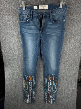 Miss Me Vintage Embroidered Skinny 29 Blue Denim Native American Jeans ** Adult